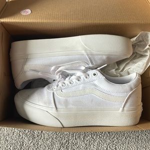 BRAND NEW White Platform Vans